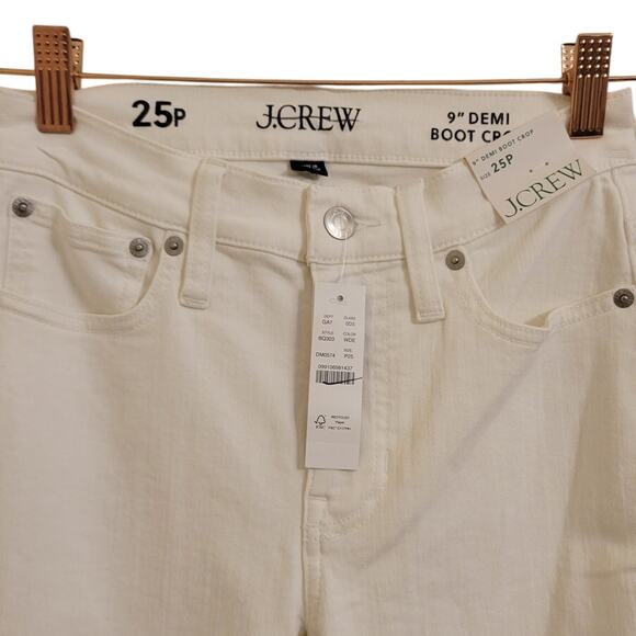 NWT J. Crew 9" Demi-Boot Crop Jean In White Wash 25P - Picture 5 of 7